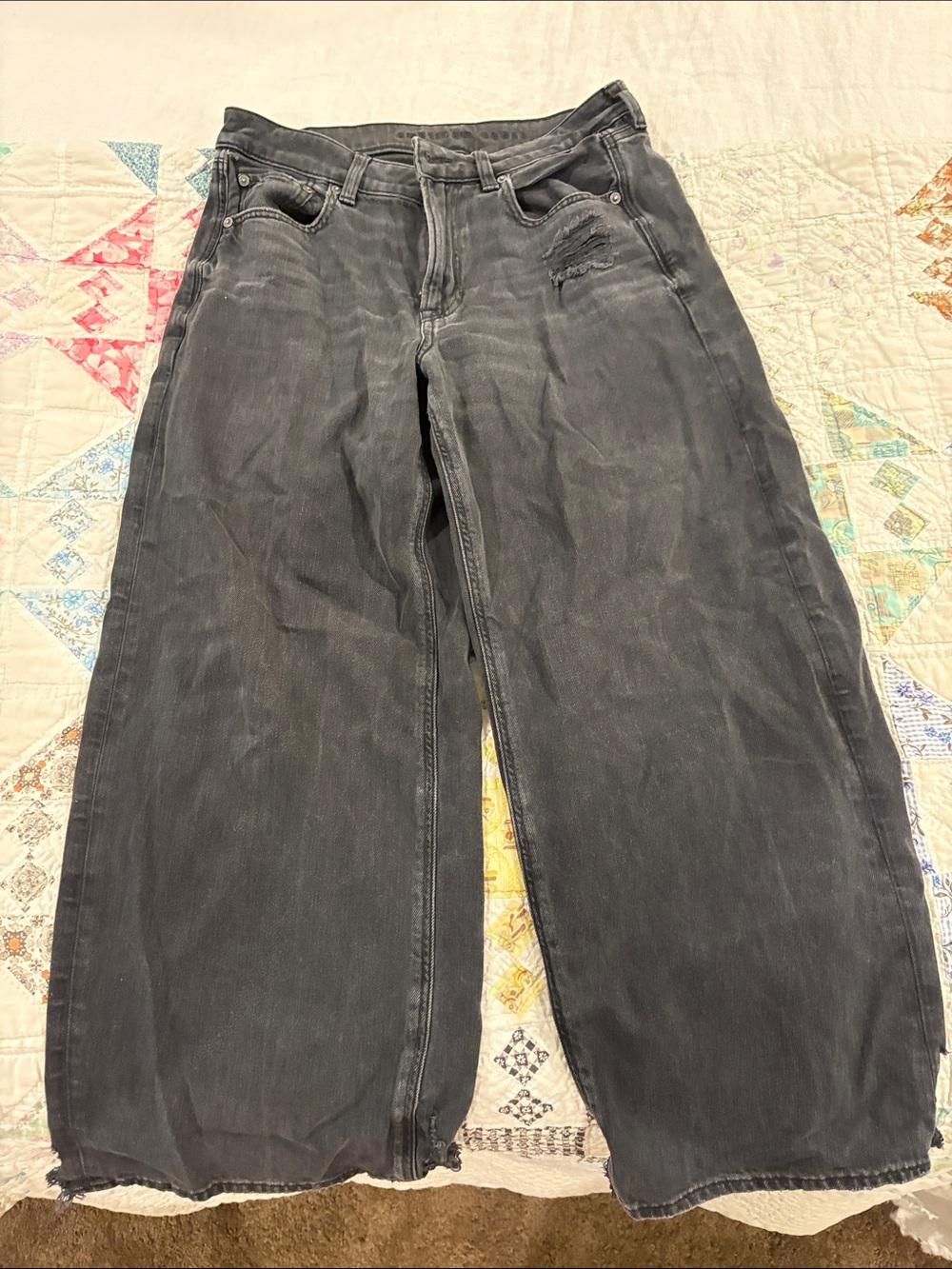 American Eagle Outfitters Black Relaxed Wide-Leg Jeans